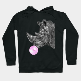 Rhino with Bubblegum in Black and White Hoodie